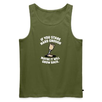 Starre lange genug, vielleicht wächst es nach. Amp - Männer Premium Bio Tank Top - Khaki - Vorne - Michal (187cm)