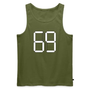NUMBER 69 Sixty-Nine Gift Digital - Men's Premium Organic Tank Top - khaki - Front - Michal (187cm)