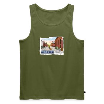 Zechensiedlung im Ruhrpott - Männer Premium Bio Tank Top - Khaki - Vorne - Michal (187cm)