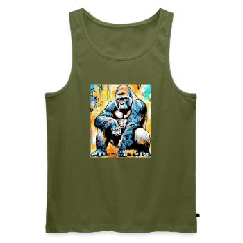 gorilla - Men's Premium Organic Tank Top - khaki - Front - Michal (187cm)