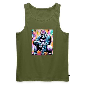 gorilla - Men's Premium Organic Tank Top - khaki - Front - Michal (187cm)