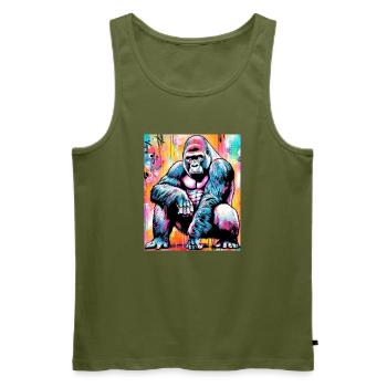 gorilla - Men's Premium Organic Tank Top - khaki - Front - Michal (187cm)