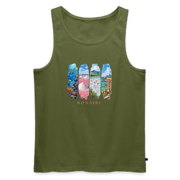 Bonaire Holiday Travel – Motif nature et récif des Caraïbes - Débardeur bio Premium Homme - kaki - Devant - Michal (187cm)