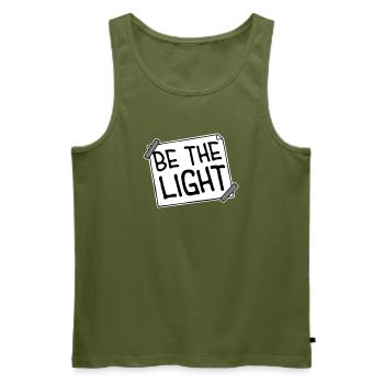 Be The Light Motivierend Positivität Spruch Logo - Männer Premium Bio Tank Top - Khaki - Vorne - Michal (187cm)