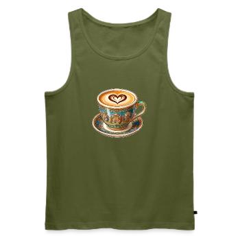 Coffee latte in a Greek cup - Men's Premium Organic Tank Top - khaki - Front - Michal (187cm)