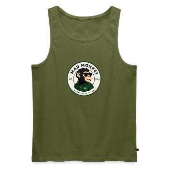 Mad Monkey Monkey Green Polo - Men's Premium Organic Tank Top - khaki - Front - Michal (187cm)