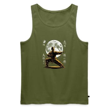 Tai Chi Zen Meditation – Chi Qigong Training - Men's Premium Organic Tank Top - khaki - Front - Michal (187cm)