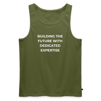 Kiwi Expert Dedicated Expertise - Men's Premium Organic Tank Top - khaki - Front - Michal (187cm)