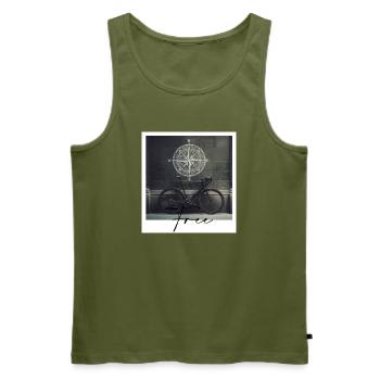 Bike - Men's Premium Organic Tank Top - khaki - Front - Michal (187cm)