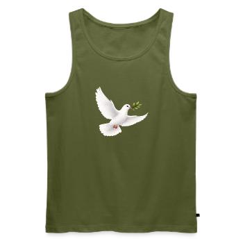 White Dove with Olive Branch - Dove of Peace - Men's Premium Organic Tank Top - khaki - Front - Michal (187cm)