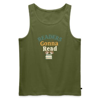Readers going to Read - Men's Premium Organic Tank Top - khaki - Front - Michal (187cm)
