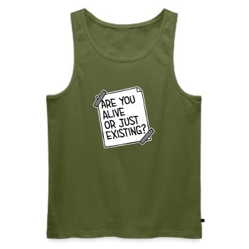Are You Alive Or Just Existing Thoughtful Saying - Men's Premium Organic Tank Top - khaki - Front - Michal (187cm)