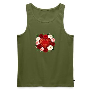 Cœur de Roses orné - Débardeur bio Premium Homme - kaki - Devant - Michal (187cm)