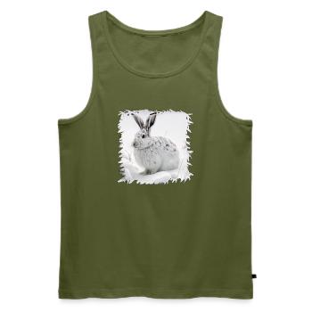 Lapin d’hiver dans la neige - Débardeur bio Premium Homme - kaki - Devant - Michal (187cm)