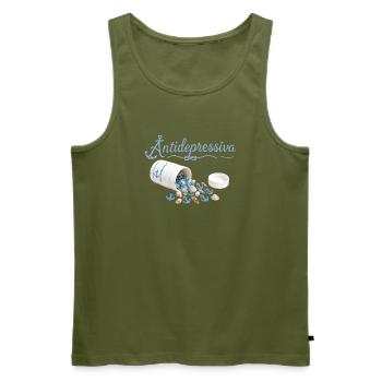AnkerPillen Blaues Meeresbild - Männer Premium Bio Tank Top - Khaki - Vorne - Michal (187cm)