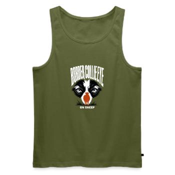 Cadeaux pour les Border Collies, Border Collie Regard sur les moutons - Débardeur bio Premium Homme - kaki - Devant - Michal (187cm)