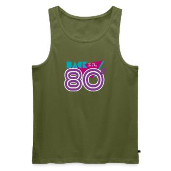 back to the 80s - Men's Premium Organic Tank Top - khaki - Front - Michal (187cm)