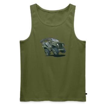Willys MB véhicule tout-terrain avec toit souple | RCCX - Débardeur bio Premium Homme - kaki - Devant - Michal (187cm)