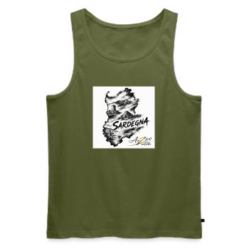 Azzo Sardegna  - Männer Premium Bio Tank Top - Khaki - Vorne - Michal (187cm)