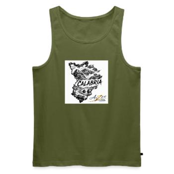 Azzo Calabria Skizzenkarte  - Männer Premium Bio Tank Top - Khaki - Vorne - Michal (187cm)