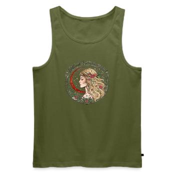 Wild Und Frei Wie Der Mond Boho Damen Yoga Shirt - Männer Premium Bio Tank Top - Khaki - Vorne - Michal (187cm)