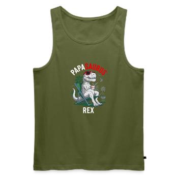 Papasaurus Rex Humour Fête des Pères Barbecue - Débardeur bio Premium Homme - kaki - Devant - Michal (187cm)