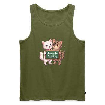 Mein erster Schultag Katzenduo - Männer Premium Bio Tank Top - Khaki - Vorne - Michal (187cm)