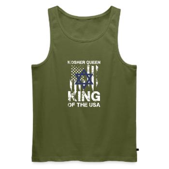 Reine casher King Of The USA Flag Star - Débardeur bio Premium Homme - kaki - Devant - Michal (187cm)