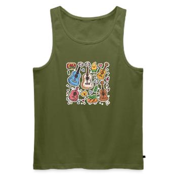 Ukulele Cartoon Style - Men's Premium Organic Tank Top - khaki - Front - Michal (187cm)