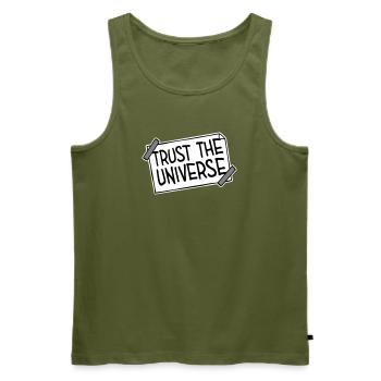 Trust The Universe Spirituell Universum Zitat Logo - Männer Premium Bio Tank Top - Khaki - Vorne - Michal (187cm)