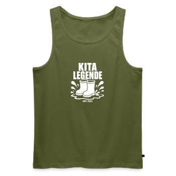 Kita Legend since 2023 – Gummistiefel Comic - Men's Premium Organic Tank Top - khaki - Front - Michal (187cm)