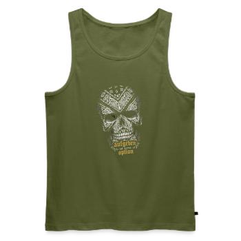 Ornament-Totenkopf: Keine Option - Männer Premium Bio Tank Top - Khaki - Vorne - Michal (187cm)