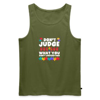 Autismus-Bewusstsein Mama Papa Autismus-Liebe Nicht urteilen - Männer Premium Bio Tank Top - Khaki - Vorne - Michal (187cm)