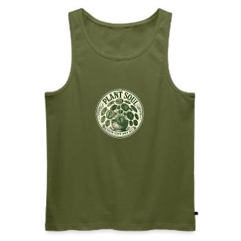 Plant Soul – Vintage Pilea Pflanzen Design - Männer Premium Bio Tank Top - Khaki - Vorne - Michal (187cm)