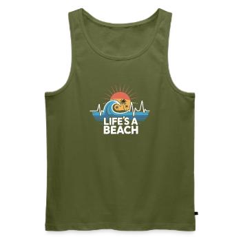 Life's A Beach Sonnenuntergang Wellen - Männer Premium Bio Tank Top - Khaki - Vorne - Michal (187cm)