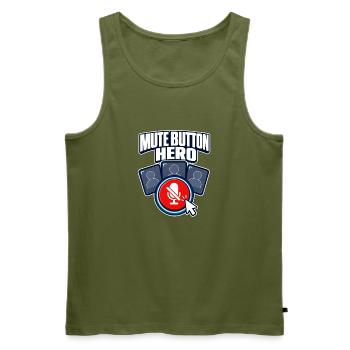 Arbeitsplatz-Humor Stummschalter-Held, Videoanruf Sarca - Männer Premium Bio Tank Top - Khaki - Vorne - Michal (187cm)