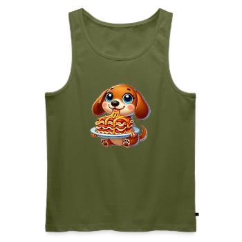 Lustiger Dackel Lasagne Italienische Küche Hund - Männer Premium Bio Tank Top - Khaki - Vorne - Michal (187cm)