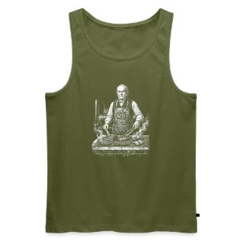 John Quincy Adams at BBQ Grilling - Men's Premium Organic Tank Top - khaki - Front - Michal (187cm)