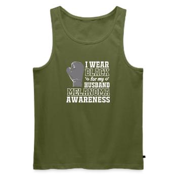 Hautkrebs Melanom - Männer Premium Bio Tank Top - Khaki - Vorne - Michal (187cm)