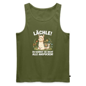 Laechle Du Kannst Sie Nicht Alle Anspucken - Männer Premium Bio Tank Top - Khaki - Vorne - Michal (187cm)