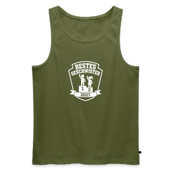 Bestes Geschwister 2027 – Sieger Podest Emblem - Männer Premium Bio Tank Top - Khaki - Vorne - Michal (187cm)