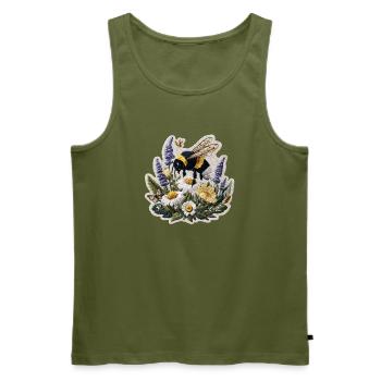 Biene im Blumenfeld Patch - Männer Premium Bio Tank Top - Khaki - Vorne - Michal (187cm)