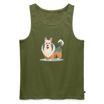 Old English Sheepdog (Comic) - Männer Premium Bio Tank Top - Khaki - Vorne - Michal (187cm)
