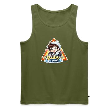 Baby On Board Cartoon Sign - Männer Premium Bio Tank Top - Khaki - Vorne - Michal (187cm)