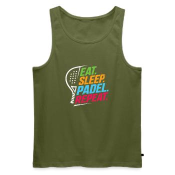 Eat Sleep Padel Repeat Funny Padel Player Sports  - Männer Premium Bio Tank Top - Khaki - Vorne - Michal (187cm)