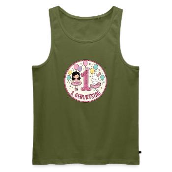Erstes Geburtstagsposter Ballerina & Hase - Männer Premium Bio Tank Top - Khaki - Vorne - Michal (187cm)