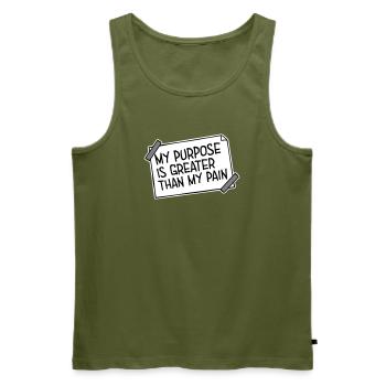 My Purpose Is Greater Than My Pain Meaning Quote Logo - Men's Premium Organic Tank Top - khaki - Front - Michal (187cm)