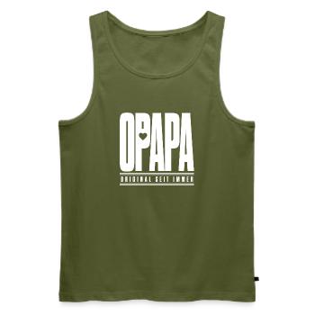 Opapa Original Seit Immer – Opa Familien Spruch - Männer Premium Bio Tank Top - Khaki - Vorne - Michal (187cm)