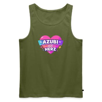 Azubi mit ganz viel Herz - Männer Premium Bio Tank Top - Khaki - Vorne - Michal (187cm)