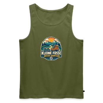Kleine Füße großes Abenteuer – Familie - Männer Premium Bio Tank Top - Khaki - Vorne - Michal (187cm)